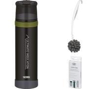 THERMOS MOUNTAIN BEVERAGE BOTTLE 0,90 l Isolierkanne 0,9l charcoal black mat – Vorteilsset mit Reinigungsbürste CLEAN FIX 30 cm + CLEAN TABS (20 Stück) | HAN 4015232090 | EAN 4002458517679