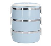 Thermos pour aliments chauds, boîte à déjeuner, récipient alimentaire, boîte à bento ronde en acier inoxydable 304 étanche à 3 couches pour le travail, la récréation, le sport(bleu)