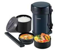 Thermos pour déjeuner, 1,5 L, bleu marine, avec 3 récipients en acier inoxydable