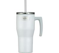 Thermos REFRESHING SERIES - Gobelet isotherme - 0,85 l - Blanc mat - Avec paille et poignée - Pour les déplacements, le travail ou la maison - Double paroi en acier inoxydable neutre au goût