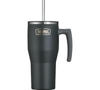 Thermos REFRESHING SERIES - Gobelet isotherme - 0,85 l - Noir mat - Avec paille et poignée - Pour les déplacements, le travail ou la maison - Double paroi en acier inoxydable neutre au goût