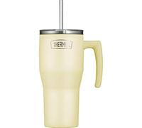Thermos REFRESHING SERIES - Gobelet isotherme - 0,85 l - Vanille mat - Gobelet avec paille et poignée - Pour les déplacements, le travail ou la maison - Double paroi en acier inoxydable neutre au goût