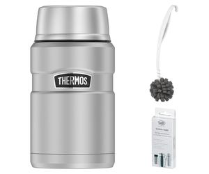THERMOS STAINLESS KING FOOD JAR 0,71 l Thermobecher stainless steel mat – Vorteilsset mit Reinigungsbürste CLEAN FIX 30 cm + CLEAN TABS (20 Stück) | HAN 4001205071 | EAN 5010576927668