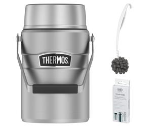 THERMOS STAINLESS KING FOOD JAR 1,20 l Thermobecher 1,2l stainless steel mat – Vorteilsset mit Reinigungsbürste CLEAN FIX 30 cm + CLEAN TABS (20 Stück) | HAN 4001205120 | EAN 4002458491474