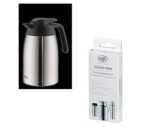 THERMOS THV 1,50 l Isolierkanne 1,5l stainless steel mat – Vorteilsset mit Reinigungsbürste CLEAN FIX 30 cm + CLEAN TABS (20 Stück) | HAN 4026205150 | EAN 5010576929532
