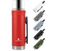 Thermos Unyqoos® 1 litre – Gourde isotherme avec isolation sous vide, comprenant un gobelet et une poignée de transport, en acier inoxydable 18/10 à l'intérieur et 18/8 à l'extérieur, étanche, conserv