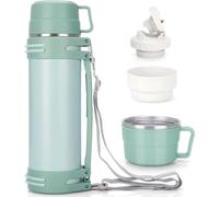 Thermos Unyqoos® de 1,5 L, à double paroi isolée sous vide, en acier inoxydable 304, conserve les boissons chaudes pendant 24 heures et les boissons froides pendant 36 heures, étanche, avec 2 gobelets
