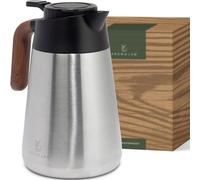 thermoskan 15 L en acier inoxydable 304 à double paroi avec poignée look bois - Cafetière avec bec verseur anti-gouttes