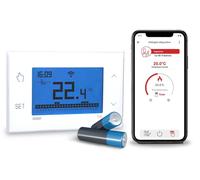 Thermostat connecté Wi-Fi, batterie, application, Google Home, blanc