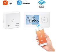 Thermostat d’Ambiance Intelligente Sans Fil WiFi Ecran LCD Programmable Tuya Contrôle pour Chaudière à Gaz Universel Commande