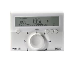 Thermostat d'ambiance mural DELTA DORE Deltia 8.03 programmable radio X2D grand écran LCD Blanc