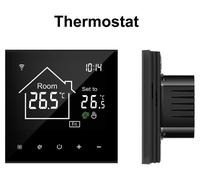 Thermostat d'ambiance pour chauffage au sol, écran LCD tactile, programmation numérique, compatible Wi-Fi, avec intégration Alexa et Google Home, montage encastré, modèle noir et blanc, référence : Mo