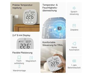 Thermostat d'ambiance TP-Link, Thermostat numérique, Room, WLAN, 922 MHz, Blanc, Boutons