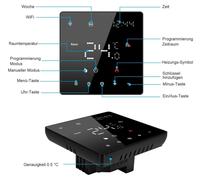 Thermostat d'ambiance Wi-Fi avec écran tactile, conçu pour le chauffage au sol, programmable. Programme hebdomadaire (7 jours), contrôle via application,vocale compatible avec Alexa et Google Home, éc