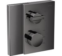 Thermostat de bord AXOR de taille manuelle, dissimulé, avec vanne d'arrêt et de commutation, taillé en diamant, 46761330, Couleur: Chrome noir poli