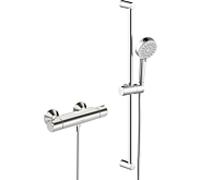 Thermostat de douche en saillie Hansa HANSABASIC 55150131, avec kit de douche, douchette Ø 90 mm, 3 jets, DN 15, chromé