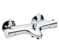 Thermostat de mélange, robinet de douche, chromé, 2 trous, fixation murale, aérateur
