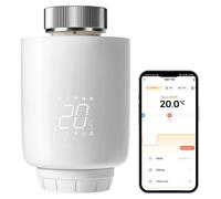 Thermostat de radiateur connecté Wi-Fi, programmable, avec contrôle via application etvocale, de couleur blanche