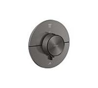 Thermostat encastré Hansgrohe 36750340, pour 2 sorties, rond, finition chrome noir brossé