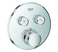 Thermostat Grohe Grohtherm SmartControl avec deux vannes darrêt, rosace murale ronde, 29119000, Couleur: chrome
