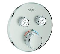 Thermostat Grohe Grohtherm SmartControl avec deux vannes darrêt, rosace murale ronde, 29119DC0, Couleur: acier super