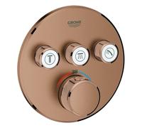 Thermostat Grohe Grohtherm SmartControl avec trois vannes d'arrêt, rosette murale ronde, 29121DL0, Couleur: coucher de soleil chaud brossé