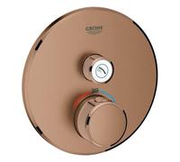 Thermostat Grohe Grohtherm SmartControl avec une vanne d'arrêt, rosette murale ronde, 29118DL0, Couleur: coucher de soleil chaud brossé