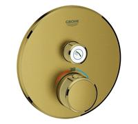 Thermostat Grohe Grohtherm SmartControl avec une vanne d'arrêt, rosette murale ronde, 29118GN0, Couleur: lever de soleil frais brossé