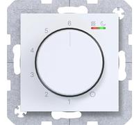 Thermostat Hager pour régulation de la température ambiante, 230V/15W, pour chauffage et climatisation, avec bouton rotatif, couleur blanc cassé mat, 1 pièce.