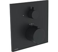 Thermostat Hansa HANSAEASYTHERM 8113, kit de montage 8113926233, partie visible pour une prise, carré, noir mat