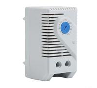 Thermostat mécanique 0-60 °C montage sur rail DIN, interrupteur de contrôle de température compact pour équipement de refroidissement de ventilateur, boîtier en plastique IP20, bouton rouge ou bleu