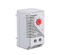 Thermostat mécanique compact avec plage de 0 à 60 °C, bouton réglable, support sur rail DIN, protection IP20 pour chauffages électriques et ventilateurs de refroidissement (KTO011)