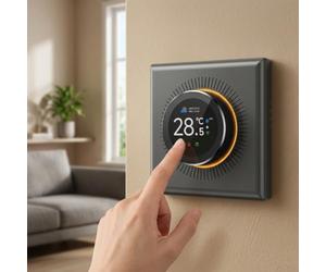 Thermostat programmable WiFi intelligent, écran TFT 1,32" | Application et commande vocale, interface bouton rotatif, éclairage ambiant, couleurs personnalisables