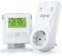 Thermostat sans fil avec prise intermédiaire - Portée de 35 mètres - Chauffage électrique et chauffage infrarouge - Programmes hebdomadaires - Protection antigel - Blanc