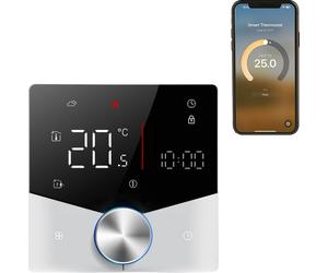Thermostat sans fil pour chaudière à eau/gaz avec APP et assistant vocal Ecran tactile digital LED coloré Bouton ajustable Contrôle précis de la température Thermostat AC programmable 7x6 hebdomadaire
