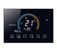 Thermostat Tactile Intelligent Bht-8000 pour Chauffage au Sol Programmable | Écran LCD Couleur 4,8 Pouces, Cadre Argenté ABS PC, Boîte Ronde Européenne 60mm
