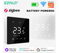 Thermostat WiFi intelligent Zigbee Tuya, chaudière à eau et gaz, alimenté par batterie, contrôleur de température sans fil, Alexa Google Home Alice Zigbee-White
