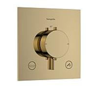 Thermostatique encastré Hansgrohe Ecostat Comfort E 33716990, pour 2 sorties, 23 l/min, EN 1717, aspect or poli