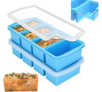 Theuwnee® Bac à Glaçons en Silicone Platine, 2Pcs Bac à Glaçons Avec Couvercle sans odeur, Empilable et Lavable au Lave-vaisselle, Pour Bière, Whisky, Cocktail et Collation pour bébé (Bleu)