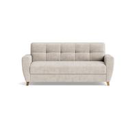 Thibault - Canapé lit 3 places convertible express couchage quotidien 140 cm matelas 18 cm en velours texturé - Beige