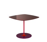 Kartell Table d'appoint Thierry 50×50 cm verre trempé peint & acier peint Bordeaux