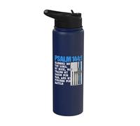 Thin Lines Blue Psaume 144:1 American Police Officer Stainless Steel Insulated Water Bottle