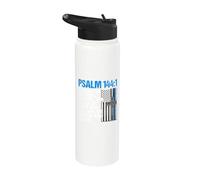 Thin Lines Blue Psaume 144:1 American Police Officer Stainless Steel Insulated Water Bottle
