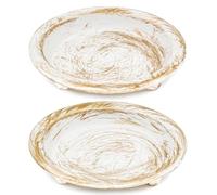 Thindolex Lot de 2 bougeoirs en Fer Blanc/doré, Style Soucoupe en métal pour Bougies Pilier/parfumées/sans Flamme/Boule, Support décoratif pour Centre de Table - Blanc/doré