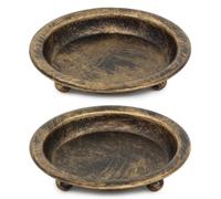 Thindolex Lot de 2 bougeoirs en Fer Noir/doré, Style Soucoupe en métal pour Bougies Pilier/parfumées/sans Flamme/Boule, Support de Bougie décoratif pour Centre de Table - Noir/doré