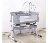 THINFAR Berceau Cododo avec Matelas et Moustiquaire 2 in 1 Lit Bébé Cododo pour Les Bébés de 0 à 36 Mois Lit Bébé Pliable 2 en 1 Berceau bébé Mobile Lit d'Appoint (92*58*70-87cm)