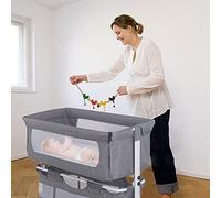 THINFAR Berceau Cododo avec Matelas et Moustiquaire 2 in 1 Lit Bébé Cododo pour Les Bébés de 0 à 36 Mois Lit Bébé Pliable Berceau bébé Mobile Lit d'Appoint 92*58*70-87cm