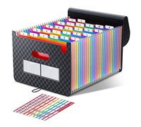 ThinkTex Rangement Papier Administratif/Trieur 26 Compartiments, A4 Trieur Document avec Couvercle, Portable Plastique Valisette Trieur Accordeon, Accordéon Organiseur de Dossiers de Fichiers