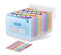 ThinkTex Trieur 26 Compartiments, A4 Trieur Document avec Couvercle, Portable Plastique Valisette Trieur Accordeon, Accordéon Organiseur de Dossiers de Fichiers - Bleu