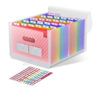 ThinkTex Trieur 26 Compartiments, A4 Trieur Document avec Couvercle, Portable Plastique Valisette Trieur Accordeon, Accordéon Organiseur de Dossiers de Fichiers - Rose